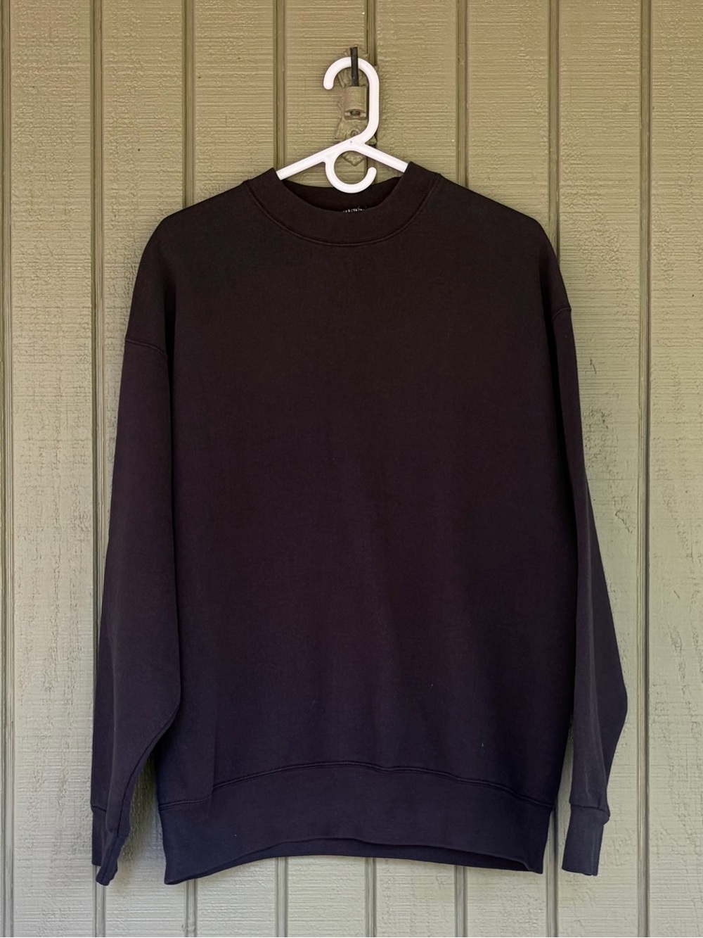 Vintage 90s BVD Blank Crewneck Sweatshirt XL Faded Black Charcoal Made in USA EU